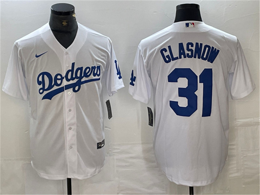 Men's White Los Angeles Dodgers #31 Tyler Glasnow Cool Base Stitched Baseball Jersey